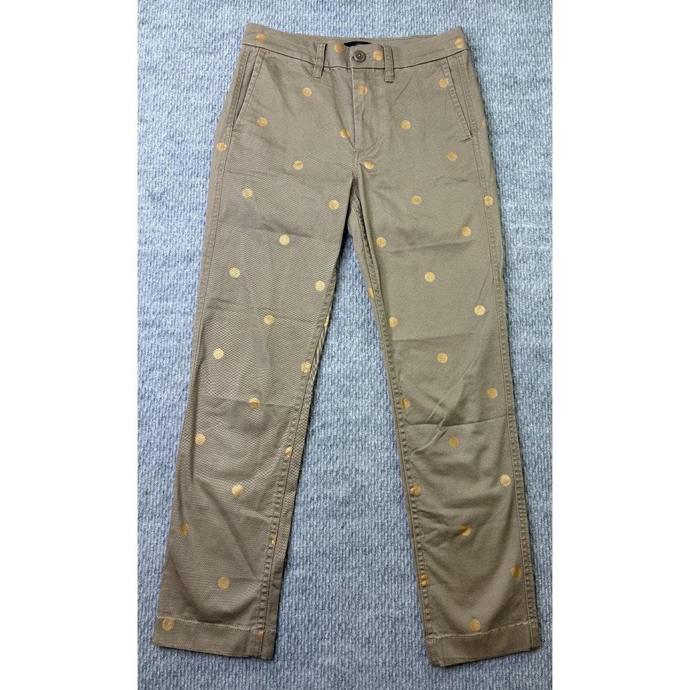 J Crew High Rise Slim Boy Chino Pants 24 Khaki Gold Polka Dot K2686 Stretch